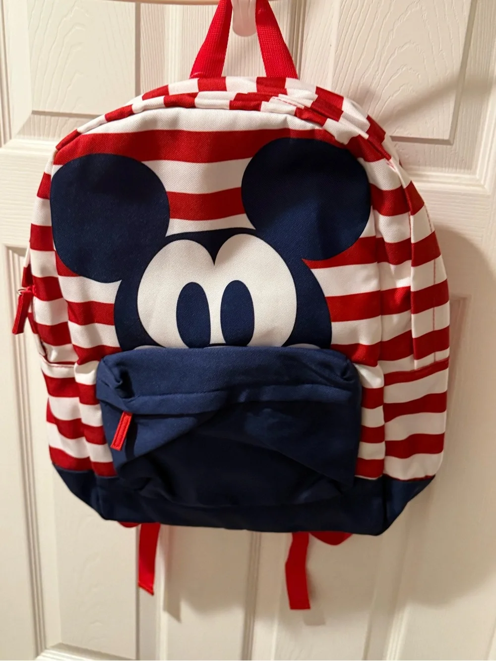 Disney Mickey Mouse Red White and Blue Americana Striped Backpack New
